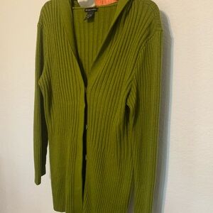 New York & Company Green Ribbed Cardigan